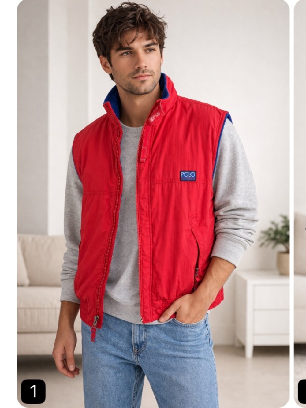 Polo Ralph Lauren Hi-Tech Polartec Vest red 90s y2K vtg ski snow beach retro